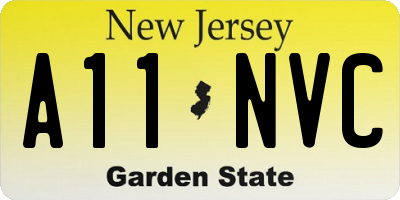 NJ license plate A11NVC