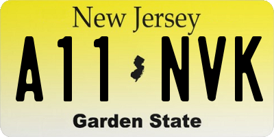 NJ license plate A11NVK