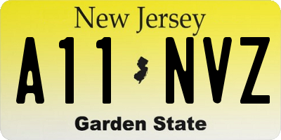 NJ license plate A11NVZ