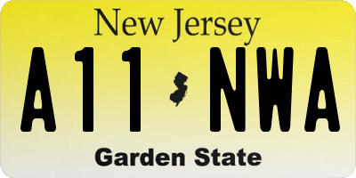 NJ license plate A11NWA