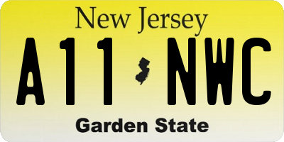 NJ license plate A11NWC