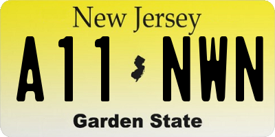NJ license plate A11NWN