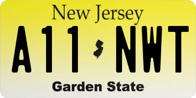 NJ license plate A11NWT