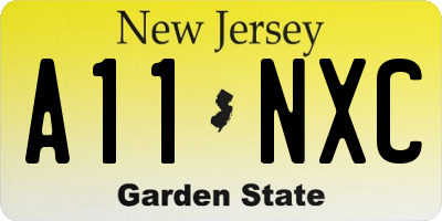 NJ license plate A11NXC