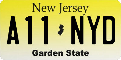 NJ license plate A11NYD