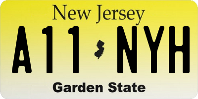 NJ license plate A11NYH