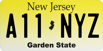 NJ license plate A11NYZ