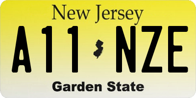 NJ license plate A11NZE