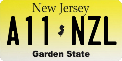 NJ license plate A11NZL