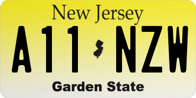 NJ license plate A11NZW