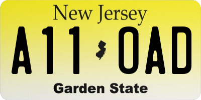 NJ license plate A11OAD