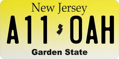 NJ license plate A11OAH