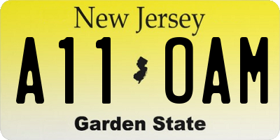 NJ license plate A11OAM