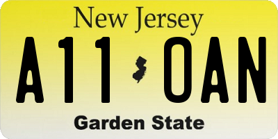 NJ license plate A11OAN