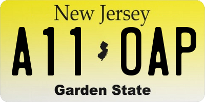 NJ license plate A11OAP