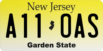 NJ license plate A11OAS