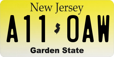 NJ license plate A11OAW