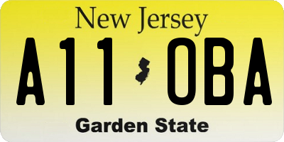 NJ license plate A11OBA