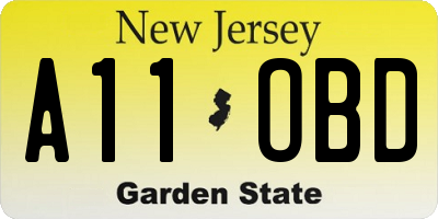NJ license plate A11OBD