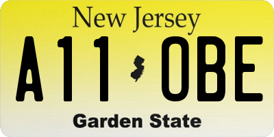 NJ license plate A11OBE