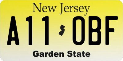 NJ license plate A11OBF