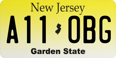 NJ license plate A11OBG