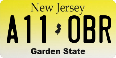 NJ license plate A11OBR