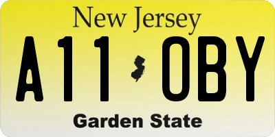 NJ license plate A11OBY