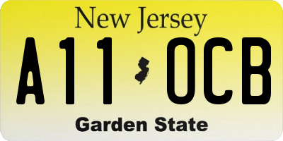 NJ license plate A11OCB