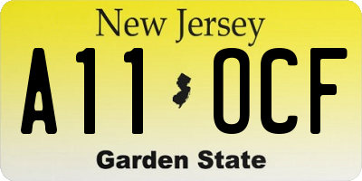 NJ license plate A11OCF
