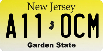 NJ license plate A11OCM