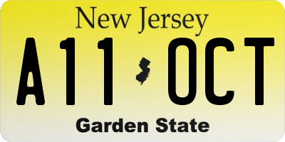 NJ license plate A11OCT