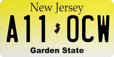 NJ license plate A11OCW