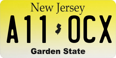 NJ license plate A11OCX