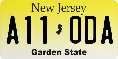 NJ license plate A11ODA
