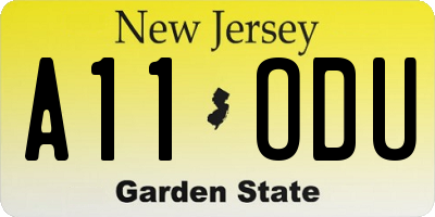 NJ license plate A11ODU