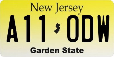 NJ license plate A11ODW