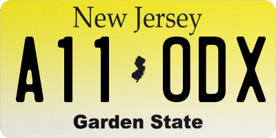 NJ license plate A11ODX