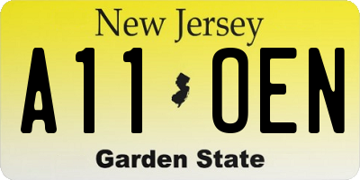 NJ license plate A11OEN