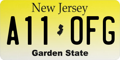 NJ license plate A11OFG