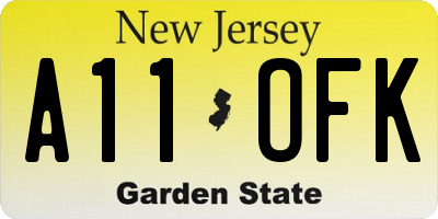 NJ license plate A11OFK