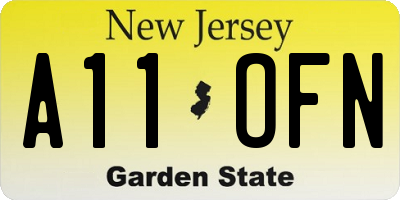 NJ license plate A11OFN