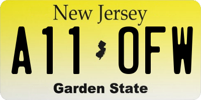 NJ license plate A11OFW