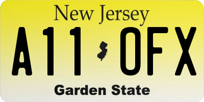 NJ license plate A11OFX