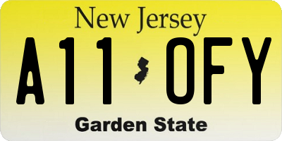 NJ license plate A11OFY