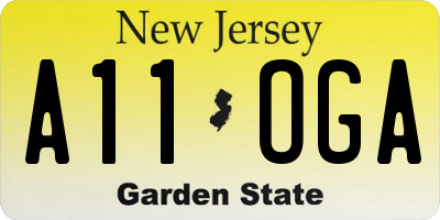 NJ license plate A11OGA