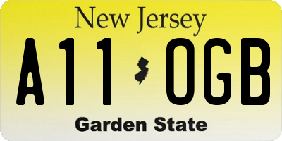 NJ license plate A11OGB