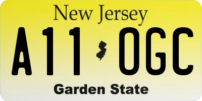 NJ license plate A11OGC