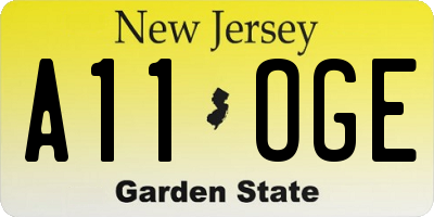 NJ license plate A11OGE