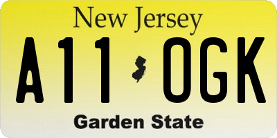 NJ license plate A11OGK